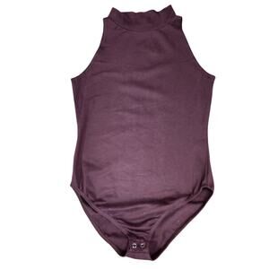 Vintage One Step Up Mock Turtleneck Brown Body Shirt Women's Size Medium